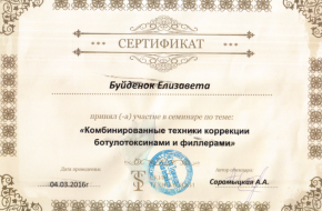 Сертификат, Ботокс и филлеры